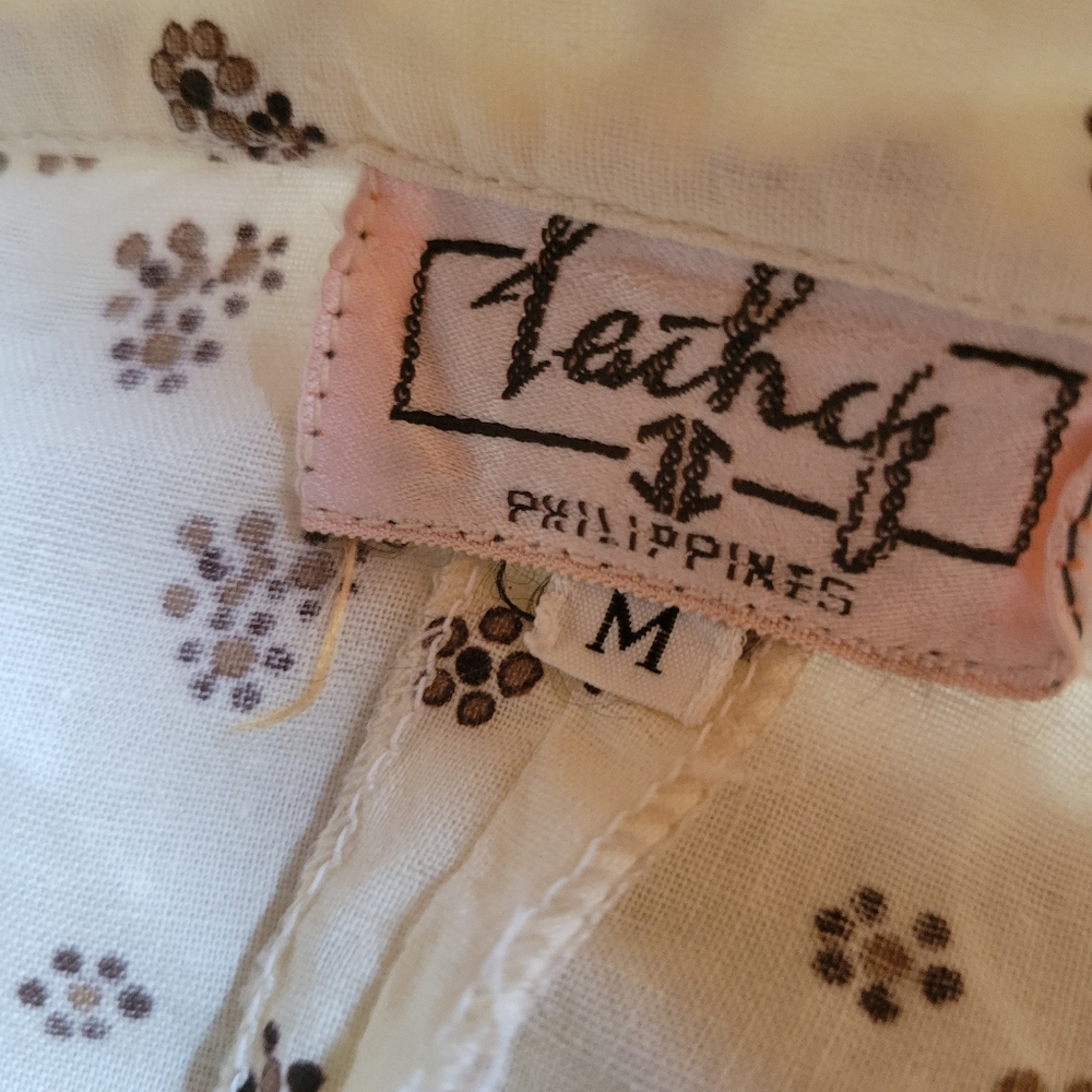Vintage‎ Lathy? Off White & Brown Floral Dress - Picture 8 of 8